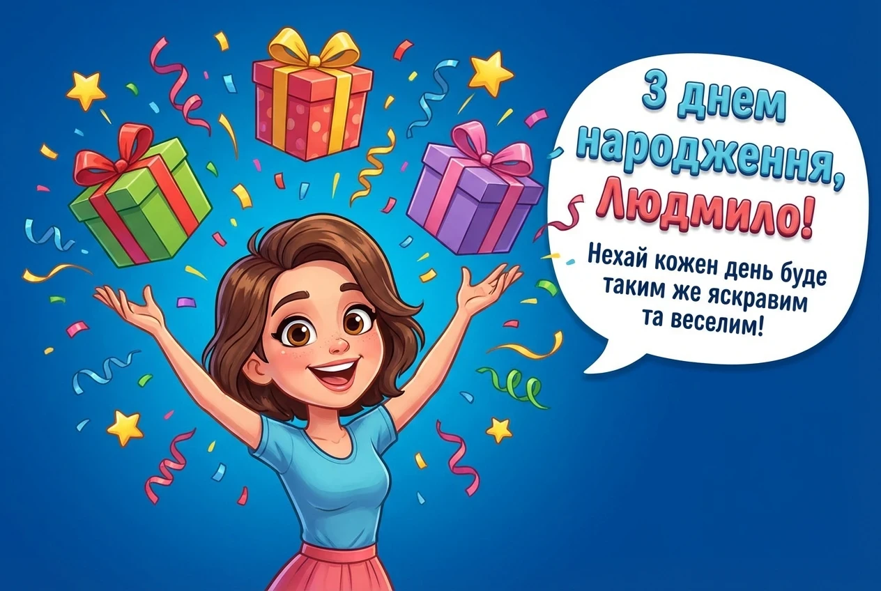 листівка з днем народження людмила