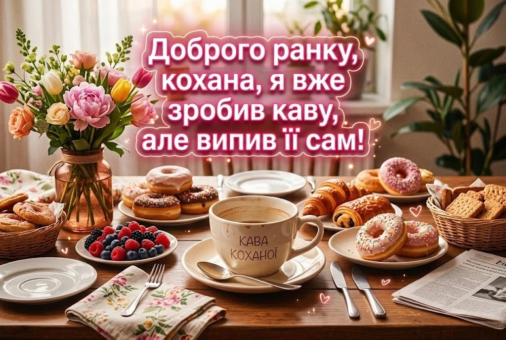 Доброго ранку, кохана: щирі побажання своїми словами та добірка прикольних картинок