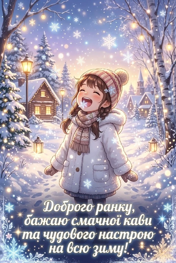 Доброго ранку з першим днем зими: душевні вітання та красиві листівки для гарного настрою