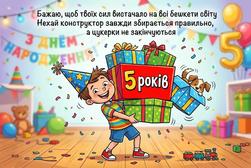 5 років хлопчику: збірка гарних привітань для маленького іменинника