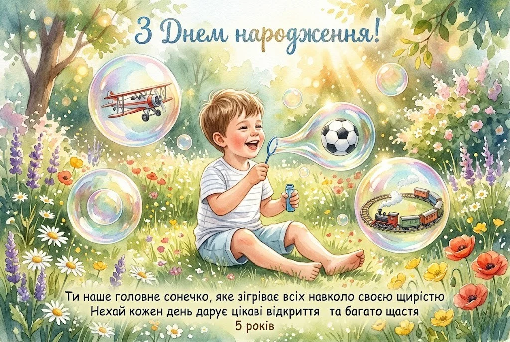 5 років хлопчику: збірка гарних привітань для маленького іменинника
