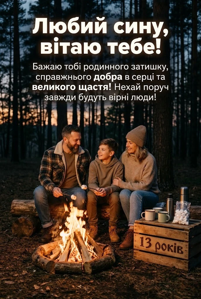 Сину 13! Найкрасивіші побажання успіху, мужності та щастя