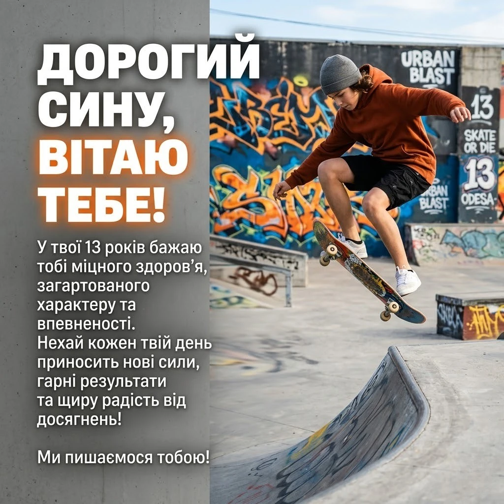 Сину 13! Найкрасивіші побажання успіху, мужності та щастя