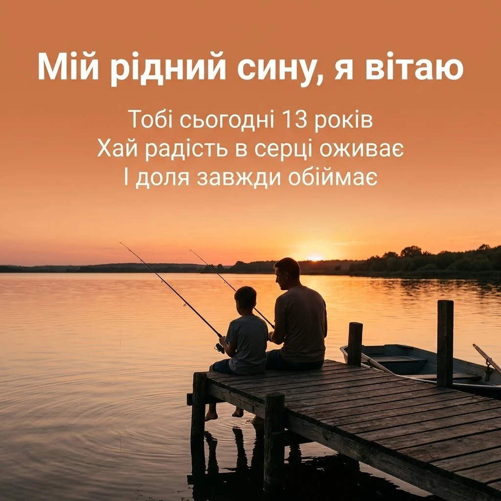 Сину 13! Найкрасивіші побажання успіху, мужності та щастя