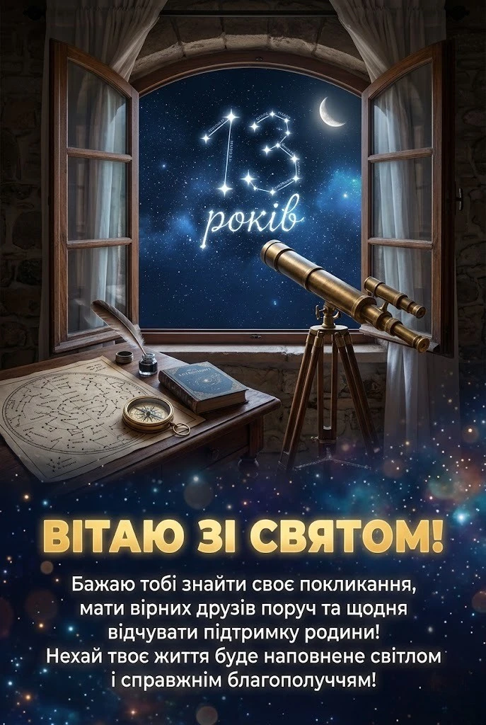 Сину 13! Найкрасивіші побажання успіху, мужності та щастя