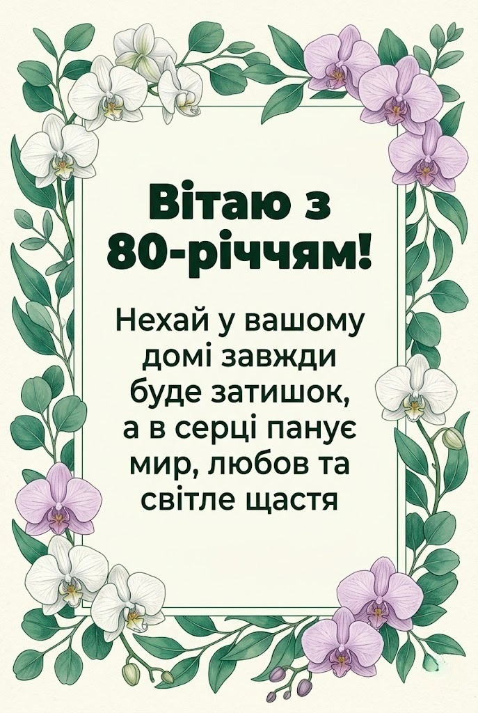 З ювілеєм 80 років жінці: щирі вітання у віршах, прозі та красиві листівки