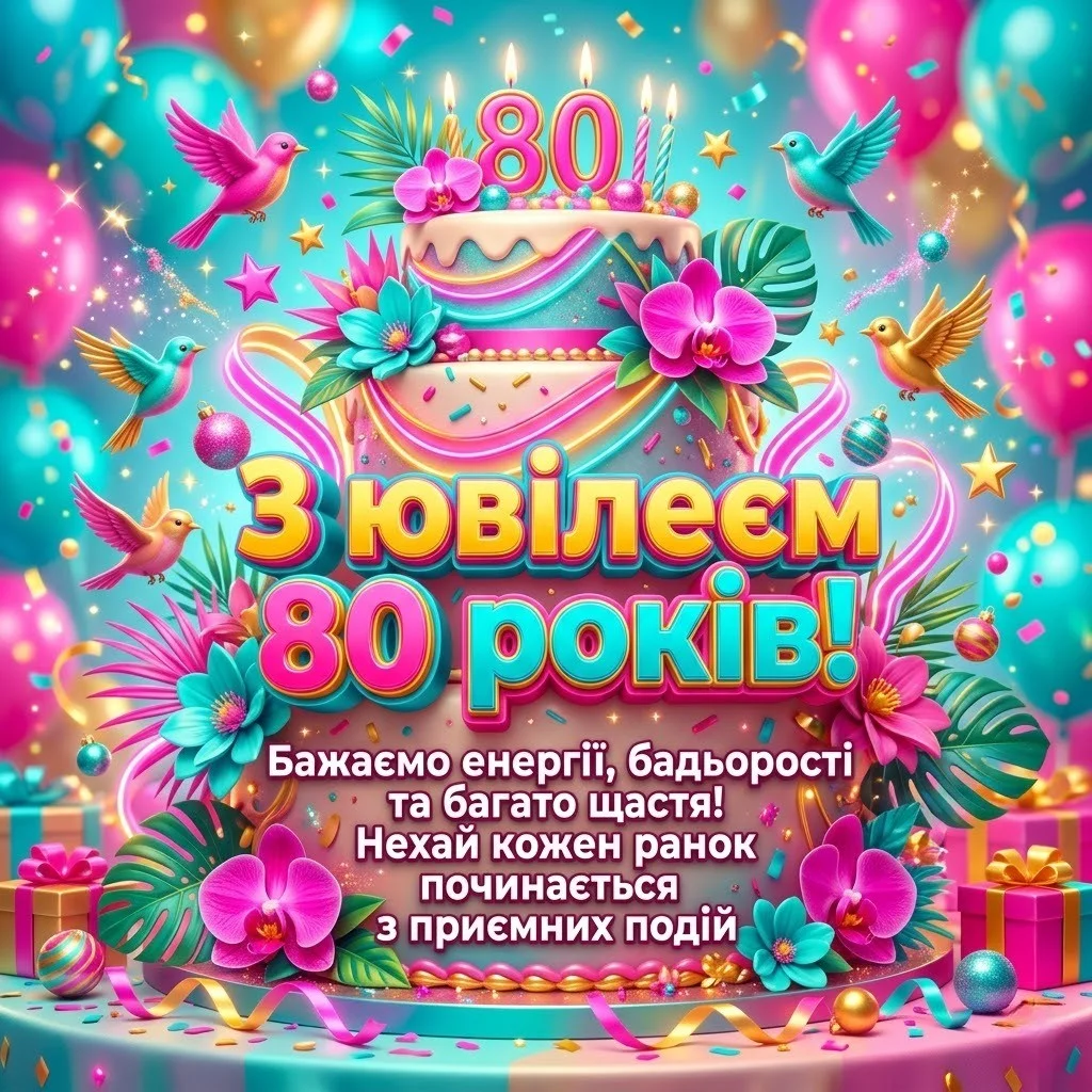 З ювілеєм 80 років жінці: щирі вітання у віршах, прозі та красиві листівки