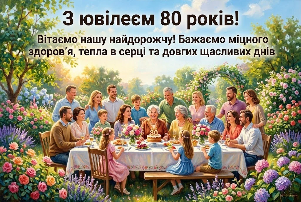 З ювілеєм 80 років жінці: щирі вітання у віршах, прозі та красиві листівки