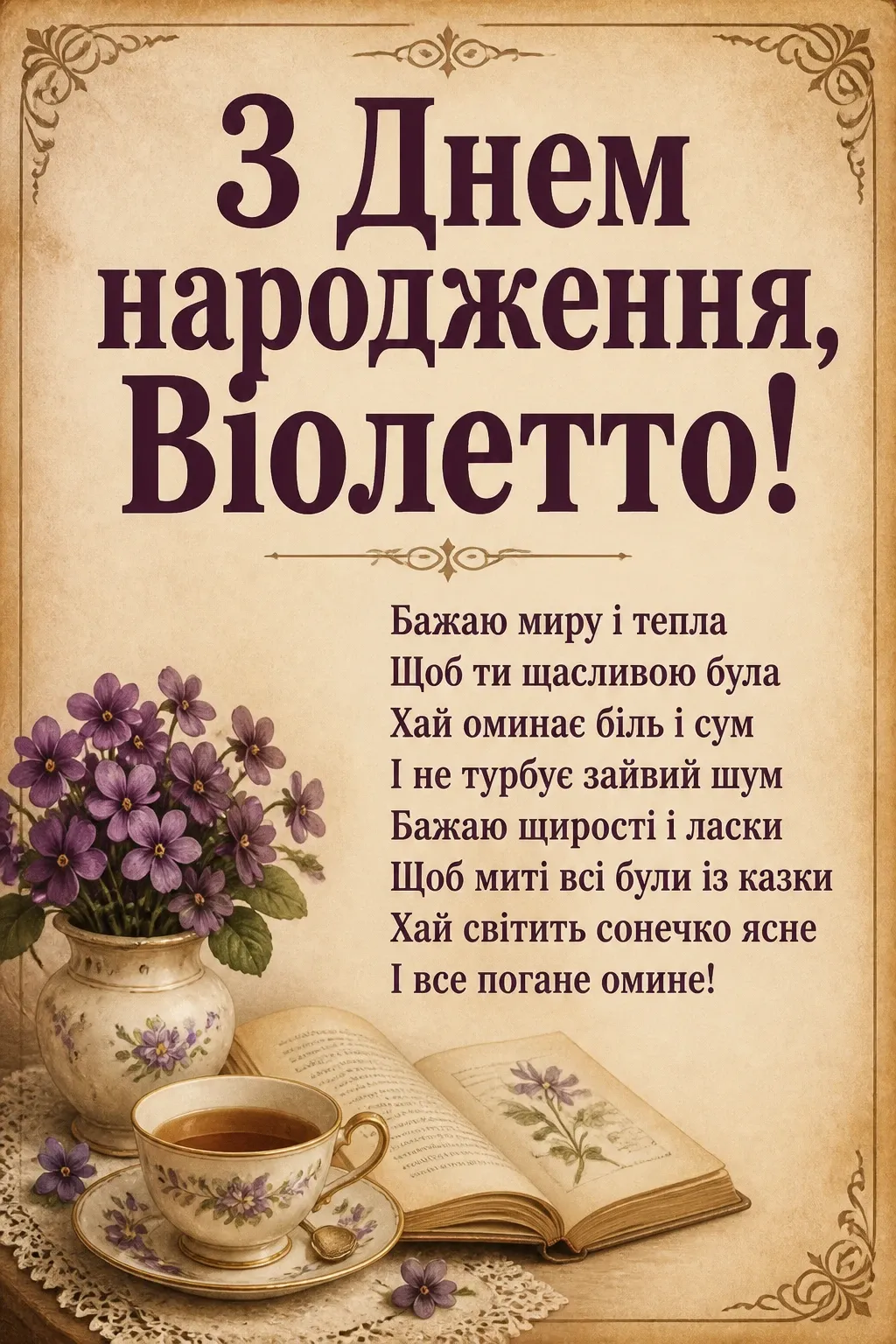 з днем народження віолетта