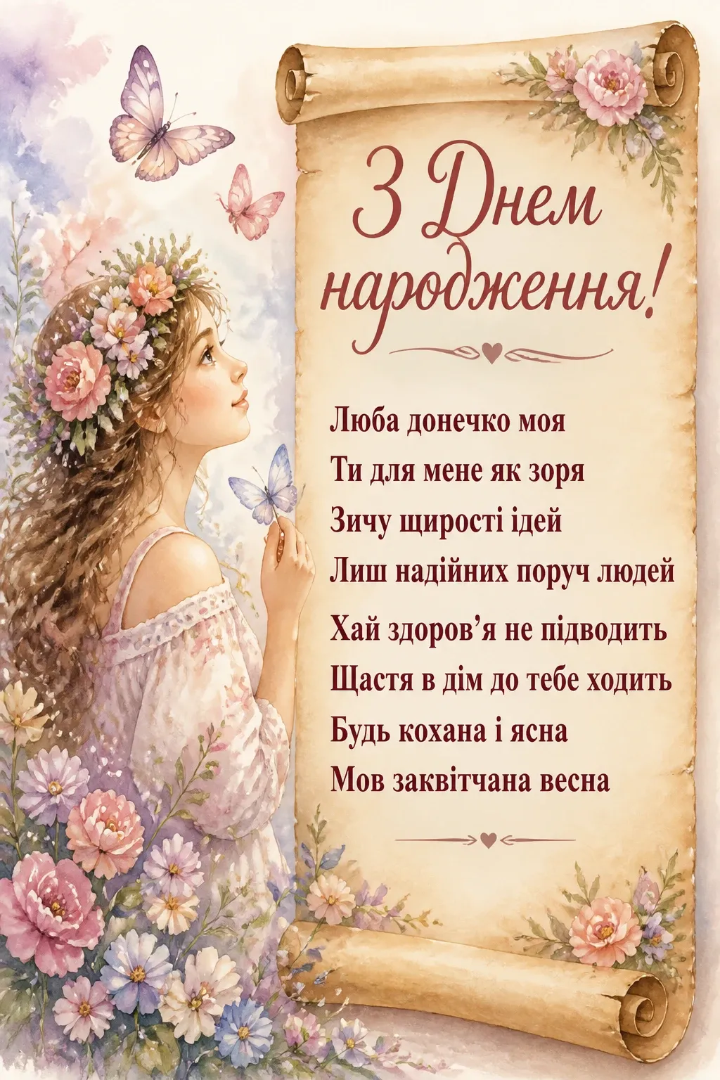 привітання з днем народження своїми словами для донечки